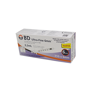 BD Ultrafine Jeringas de  Insulina 0.3 mL 31G x 6 mm