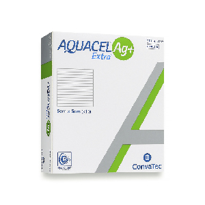 Aquacel AG+Extra (5cmx5cm,10cmx10cm), apósito antimicrobiano.